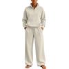 HEONSATI Tuta Donna Invernale Due Pezzi Felpa Mezza Zip E Pantaloni Fitness Casual | Completo Da Casa Oversize Curvy Tracksuit In Pile Tinta Unita Loungewear Set Felpata Da Ginnastica Sportivo Elastico Comodo