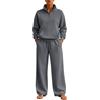 HEONSATI Tuta Donna Invernale Due Pezzi Felpa Mezza Zip E Pantaloni Fitness Casual | Completo Da Casa Oversize Curvy Tracksuit In Pile Tinta Unita Loungewear Set Felpata Da Ginnastica Sportivo Elastico Comodo