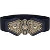 BlackButterfly Cintura Donna Placche Lavorate | 6 cm di Altezza, Elastico Continuo, Filigrana e Medaglione, Chiusura a Incastro, Taglie S-XXL