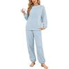Wiepux Pigiama Donna Invernale in Pile Caldo Felpato Due Pezzi Set | Pigiami Termico Due Pezzi con Maglia Manica Lunga e Pantaloni, Completo da Casa Ampia Sleepwear Loungewear con Tasche, S-XXL