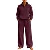 HEONSATI Tuta Donna Invernale Due Pezzi Felpa Mezza Zip E Pantaloni Fitness Casual | Completo Da Casa Oversize Curvy Tracksuit In Pile Tinta Unita Loungewear Set Felpata Da Ginnastica Sportivo Elastico Comodo