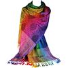 GFM - Sciarpa in stile pashmina, color arcobaleno, setosa al tatto, con motivo cachemire o floreale