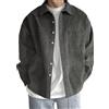 Generic Camicia casual da uomo in velluto a coste a maniche lunghe, giacca da tasca in tinta unita, giacca a camicia allentata primaverile e autunnale con bottoni