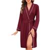 Sopesil Accappatoio Donna Vestaglia Kimono Leggera S-XXL | Maniche 3/4 con Tasche e Bordi a Contrasto e Cintura Sottile Traspirante e Morbido per Casa SPA e Dopo Doccia S-XXL