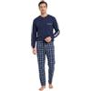 Baci & Abbracci Pigiama Uomo Invernale Lungo in 100% Caldo Cotone Interlock Completo Notte 2 Pezzi con Polsini Elastici per Casa e Relax