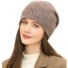 Adigaber Donne Slouchy Berretti Lungo Caldo Elegante Beanie Cappelli Invernali con Pregiata Decorazione di Strass Taglia Unica