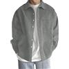 Generic Camicia casual da uomo in velluto a coste a maniche lunghe, giacca da tasca in tinta unita, giacca a camicia allentata primaverile e autunnale con bottoni