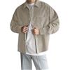 Generic Camicia casual da uomo in velluto a coste a maniche lunghe, giacca da tasca in tinta unita, giacca a camicia allentata primaverile e autunnale con bottoni