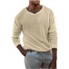 Duohropke Maglia a maniche lunghe da uomo con scollo a V profondo, a maniche lunghe, a V, tinta unita, slim fit, tinta unita, a maniche lunghe