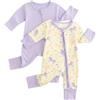 WYTbaby Confezione da 2 tutine per bambini con cerniera bidirezionale, in viscosa traspirante di bambù, pigiama con guanti pieghevoli e piede per la crescita del bambino, 24 mesi