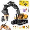 Charmofun Escavatore Radiocomandato 3-in-1, Giocattolo RC con 3 Teste in Metallo