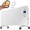 KESSER® Radiatore elettrico in vetro Termoconvettore Stufa elettrica Calorifero Pannello riscaldante Touch display (Weiß / 2000 Watt)