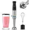 Cecotec Frullatore a immersione Katana TotalDestroy 1500xl Cream BL, 1500 W, 21 velocità e turbo, 4 fogli con titanio nero, antisalpicaduras, piede extralargo, bielle montate leggere, 800 ml di vaso.