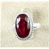 Anello In Argento 925 Con Zaffiro Naturale Rosso Oval 22,30 Ct Mis. 9.50