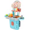 COLORBABY My Home Valigetta da cucina per bambini 3 in 1, 2 altezze, blu e beige, 16 accessori per cucinare, misura 40 x 23 x 40 cm, set di imitazione, cucine per bambini, regali per bambine 3 anni
