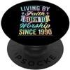Worship Service Style With Christian Bib Vivere per fede nata per adorare dal 1990 Anno cristiano PopSockets PopGrip Adesivo