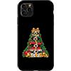 Christmas Puppy Presents Cat Lover Cute Custodia per iPhone 11 Pro Max Scatole impilate con gatto siamese, albero di Natale