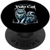 Merry Yule Happy Winter Solstice Holiday Attenzione alla tradizione islandese Jolakotturinn del gatto Yule PopSockets PopGrip Adesivo