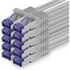 1aTTack.de 10x 0,5m CAT7 Cavo di rete RJ45 10 Gigabit SFTP PIMF - Grigio | Cavo patch Ethernet, rame, 10 Gb/s, LAN, DSL, switch, modem, router, patch panel, CAT7, CAT6, CAT5
