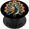 Retro Peacock Geometric Bird Art Piume di pavone retrò geometrico uccello arte PopSockets PopGrip Adesivo