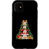 Christmas Puppy Presents Cat Lover Cute Custodia per iPhone 11 Gatto persiano impilato scatole avvolte albero vacanza sorpresa