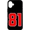 Leggende dello sport Custodia per iPhone 16 Plus Numero della squadra sportiva rossa n. 81