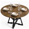 Tavolo per Sala da Pranzo Tondo Ø120 cm Stile Industrial con Ripiano Effetto Legno