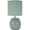 Lampada da Comodino Pontus Turchese Ø14x27 cm in Ceramica e Ferro e Tessuto Azzurro