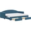 vidaXL Letto da giorno allungabile con cassetti blu 80x200 cm in velluto