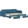 vidaXL Letto da giorno allungabile con cassetti blu 80x200 cm in velluto