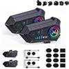PROMOLINK Set da 2 auricolari Bluetooth wireless per caschi da moto con interfono a 2 vie e cancellazione intelligente del rumore