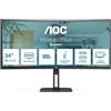 AOC CU34V5C-BK Monitor PC 34'' WQHD 3440x1440 LED VA Curvo 100Hz FreeSync USB-C 65W Altoparlanti 10W Regolabile Altezza VESA colore Nero