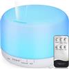 Hianjoo Diffusore di Oli Essenziali 450ml, Umidificatore Ultrasuoni per Aromaterapia Con 7 LED Colori per SPA, Yoga, Camera da Letto (Bianco Puro)