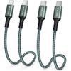 SIZUKA 60W PD Cavo USB C Corto 2Pezzi 0.3M Cavo USB Type-c Ricarica Rapida | Cavo di ricarica rapida PD con nylon intrecciato per iPhone 17 16 15,MacBook Pro,iPad Pro,MacBook,Galaxy S24 S23 S22