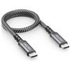 deleyCON 0,30m Cavo USB-C Corto 40 Gbps 240W USB 4.0 Cavo di Ricarica e Dati, DP Alt Mode, 8K@60Hz per Notebook, MacBook, Monitor, SSD, iPad, iPhone 17 16 Air Max Pro, Galaxy S25 ecc.