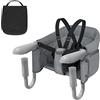 UISEBRT Seggiolino da Tavolo Pieghevole, Seggiolone per Bambini con Altezza Regolabile, Seggiolino con Morsetto Antiscivolo e Cintura di Sicurezza, Seggiolone Portatile per Bambini per Viaggi e Casa