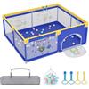 Aufun Box per bambini in tessuto Oxford 300D, con griglia di chiusura in schiuma anticollisione, rete traspirante, chiusura con cerniera (blu, 150 x 180 x 68 cm)