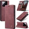 Azororo Cover per Xiaomi 14 Pro 5G, Premium PU Pelle Custodia, Magnetica Carta Fessura Portafoglio Case, Flip Cavalletto Custodia per Xiaomi 14 Pro - Vino Rosso