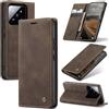 Azororo Cover per Xiaomi 14 5G, Premium PU Pelle Custodia, Magnetica Carta Fessura Portafoglio Case, Flip Cavalletto Custodia per Xiaomi 14 - Caffè