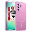 LeYi Cover Magnetica per Samsung Galaxy A27 5G con Vetro Temperato(Rosa) | Custodia per Galaxy A 27 Traslucida Opaca Anti-Impronte Resistente Antigraffi TPU Bumper Antiurto Protettiva Case