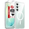 LeYi Cover per Samsung S25 FE/S26 FE con 2 Vetro Temperato(Trasparente) | Custodia Compatibile con MagSafe Protezione Fotocamera Originale Antiurto Protettiva Case per Magnetica Galaxy S25FE/S26FE