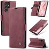 Azororo Cover per Samsung Galaxy S22 Ultra 5G, Premium PU Pelle Custodia, Magnetica Carta Fessura Portafoglio Case, Flip Cavalletto Custodia per Samsung Galaxy S22 Ultra - Vino Rosso