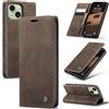 Azororo Cover per iPhone 15 5G, Premium PU Pelle Custodia, Magnetica Carta Fessura Portafoglio Case, Flip Cavalletto Custodia per iPhone 15 - Caffè
