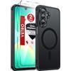 LeYi Cover Magnetica per Samsung Galaxy A26 5G con Vetro Temperato(Nero) | Custodia per A 26 Traslucida Opaca Anti-Impronte Resistente ai Graffi Paraurti in TPU Antiurto Protettiva Case