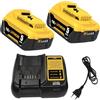 TOPBATT 2pcs 5000mAh sostituzione per Dewalt batteria 18V + 1pcs 10.8~20V 3A DCB107 per Dewalt caricabatterie con indicatore LED