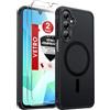 LeYi Cover Magnetica per Samsung Galaxy A16 5G con Vetro Temperato(Nero) | Custodia per A 16 Traslucida Opaca Anti-Impronte Resistente ai Graffi Paraurti in TPU Antiurto Protettiva Case