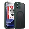 LeYi Cover Magnetica per iPhone 12 con 2 Pezzi Vetro Temperato(Verde) | Custodia per iPhone 12 Traslucida Opaca Anti-Impronte Resistente ai Graffi Paraurti in TPU Antiurto Protettiva Case