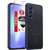 LeYi Cover Magnetica per Samsung Galaxy A36 5G con Vetro Temperato(Blu) | Custodia per A 36 Traslucida Opaca Anti-Impronte Resistente ai Graffi Paraurti in TPU Antiurto Protettiva Case