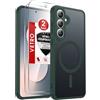 LeYi Cover Magnetica per Samsung Galaxy S25 FE con Vetro Temperato(Verde) | Custodia per S25Fe Traslucida Opaca Anti-Impronte Resistente ai Graffi Paraurti in TPU Antiurto Protettiva Case