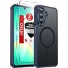 LeYi Cover Magnetica per Samsung Galaxy A26 5G con Vetro Temperato(Blu) | Custodia per A 26 Traslucida Opaca Anti-Impronte Resistente ai Graffi Paraurti in TPU Antiurto Protettiva Case